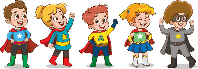 Superhero kids Cartoon Character vector Illustration  © serkan