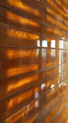 Wood cladding. Carpentry wall surface structure design, glossy finish.