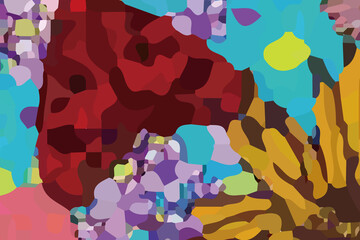 Watercolors and various flowers, space roses, peonies, chrysanthemums, and beauty