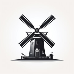 Fototapeta premium windmill silhouette icon illustration
