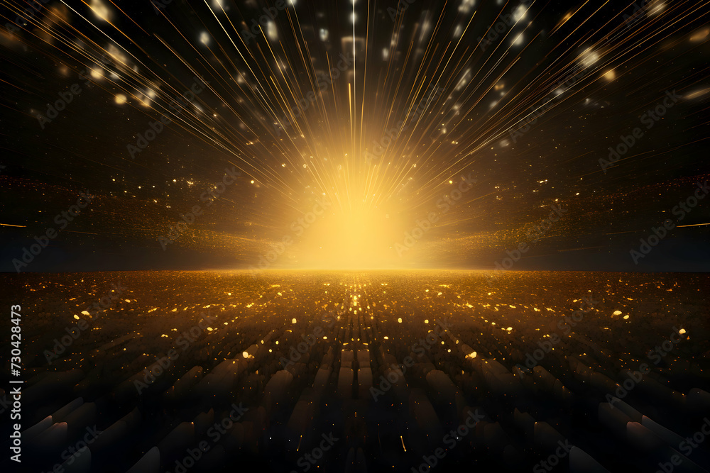 Poster light abstract glowing bokeh light. shining star, sun particles and sparks with lens flare effect on