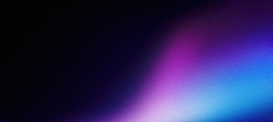 Abstract grainy blue purple color gradient wave black background glowing light dark backdrop