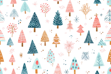 Pastel New Year Christmas Seamless Pattern