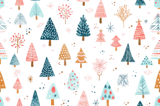 Pastel New Year Christmas Seamless Pattern