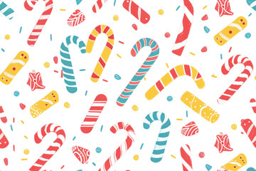 Pastel Christmas Pattern with Candy Canes