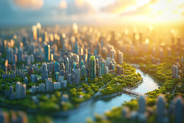 A motion graphic visualizing the growth of a city over time, from small town to metropolis. Concept...