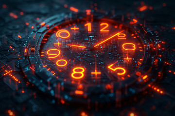 A looped animation of a digital clock, symbolizing the relentless march of time. Concept of time's passage and digital representation. Generative Ai.