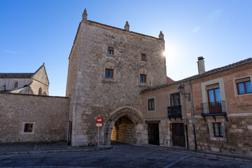 Fototapeta na wymiar The Huelgas monastery in the city of Burgos in a sunny day. Castilla y Leon, Spain.