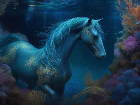 A mesmerizing kelpie gracefully emerges from the depths