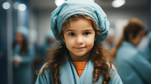 Young girl medical nurse in Blue medical Scrub Suit 