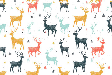 Pastel Christmas Reindeer Pattern