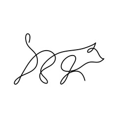 Hand drawn one line dog 