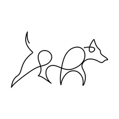 Hand drawn one line dog 