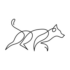 Hand drawn one line dog 