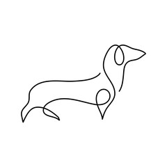 Hand drawn one line dog 