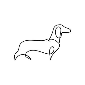 Hand drawn one line dog 