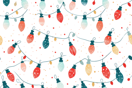 Pastel Christmas Lights Seamless Pattern