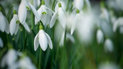 Snowdrop Flowers in a Cluster 