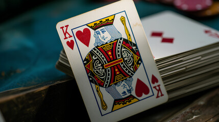 Poker cards. Aces and queens. Casino game. Betting. Chips.