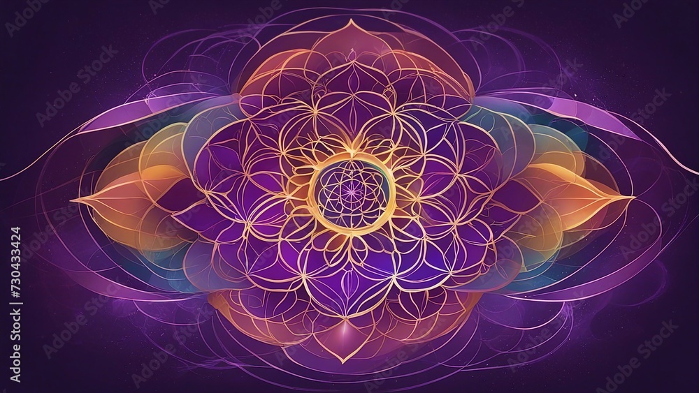 Wall mural abstract background a flower of life illustration with a fibonacci and colorful style.