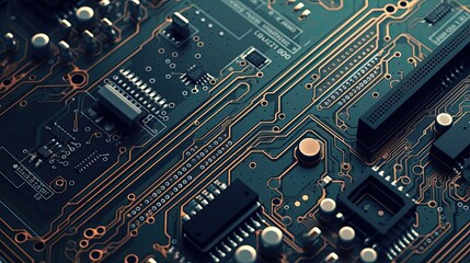 computer's internal circuitry - obrazy, fototapety, plakaty