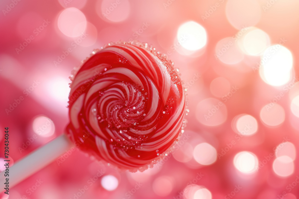 Poster candy with a red color and a hard texture and a professional overlay on the pop
