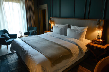 boutique hotel with a cozy atmosphere and comfortable beds. There are armchairs and a minibar