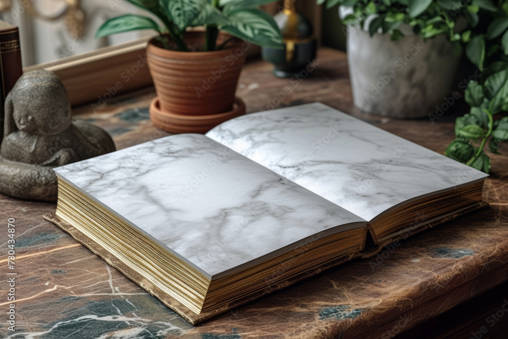 Poster an open book mockup with blank pages, providing a versatile template for presenting various editoria