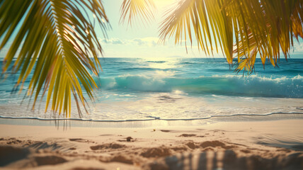 Fototapeta na wymiar Tropical Beach Paradise with Palm Trees