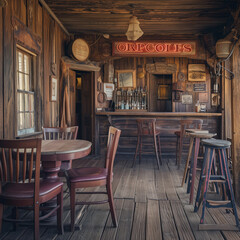 Vintage Western Saloon Interior with Rustic Charm