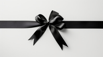 A black gift ribbon with a line against a white background