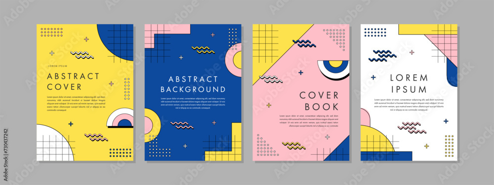 Poster vector set of abstract geometry cover page background with minimal trendy style.