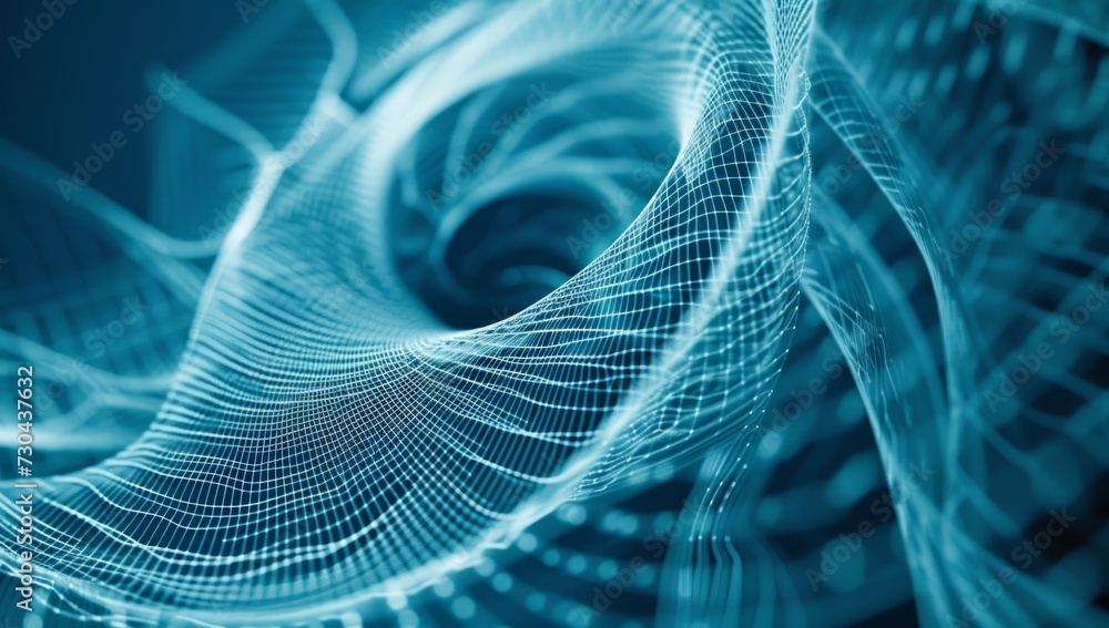 Poster blue background with lines and shapes in the style of net art generative ai