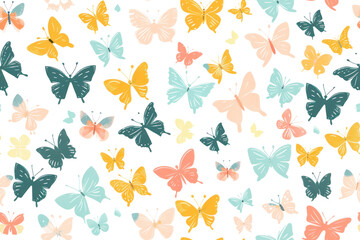 Obraz premium Pastel Butterflies in Seamless Morning Pattern