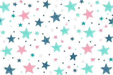Pastel Star Pattern on Transparent Background