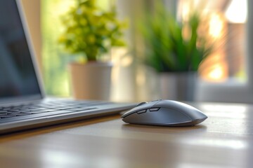 Laptop and Mouse in Daylight.