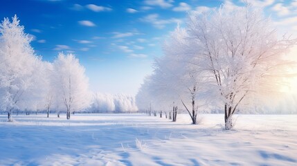 Snow Covered Field With Trees