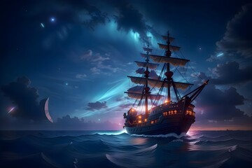 Fototapeta premium ship in the sea