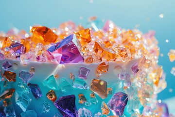 Close Up of Colorful Cake With Crystals