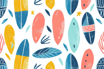 Colorful Summer Seamless Surfboard Pattern