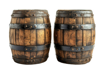 Fototapeta premium Wooden Barrels isolated transparent background. PNG Format.