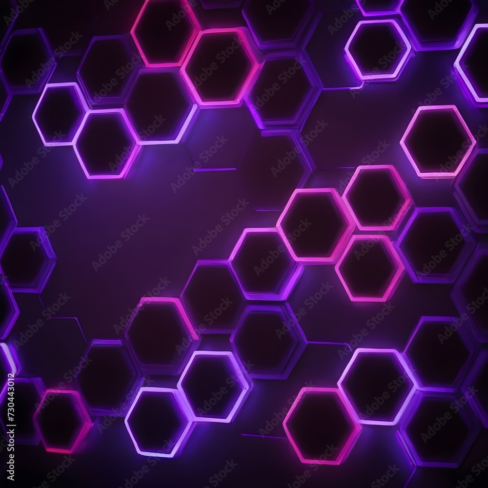 Poster abstract background hexagon pattern with glowing lights