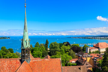 View over Lake Constance (Bodensee) and the old town of Konstanz (also known as Constance)  from...