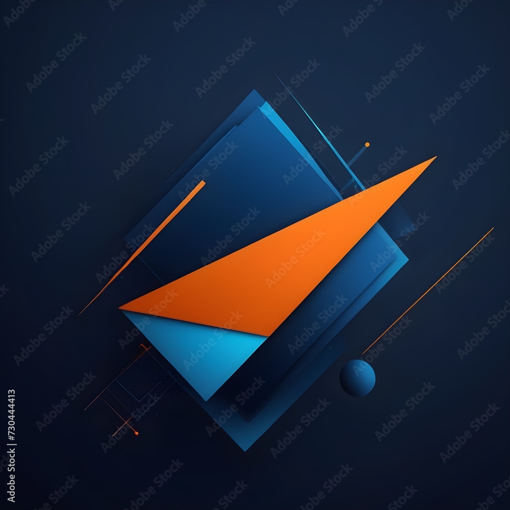 Aufkleber minimal geometric background. dynamic blue shapes composition with orange lines. abstract background