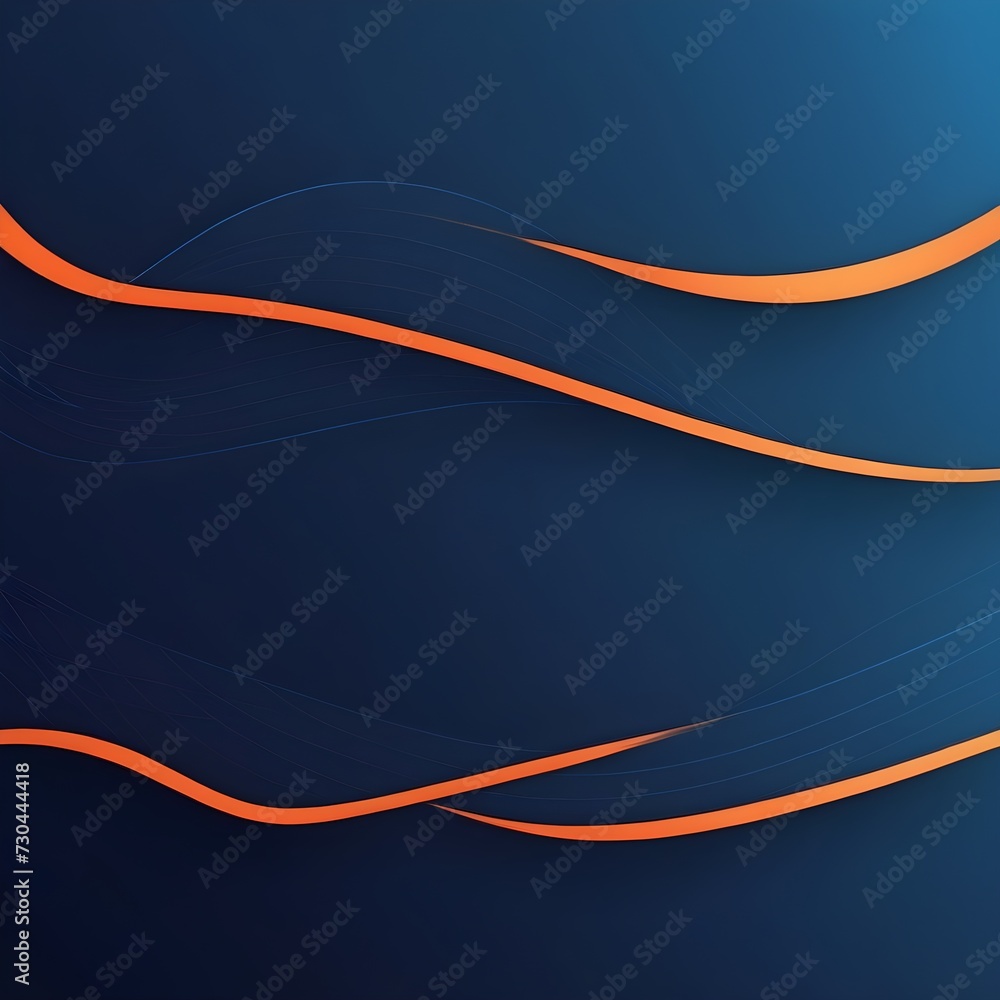 Poster minimal geometric background. dynamic blue shapes composition with orange lines. abstract background