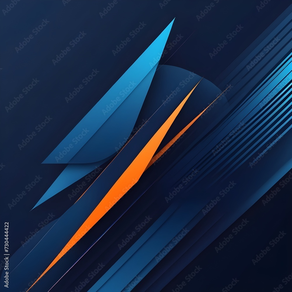 Aufkleber minimal geometric background. dynamic blue shapes composition with orange lines. abstract background