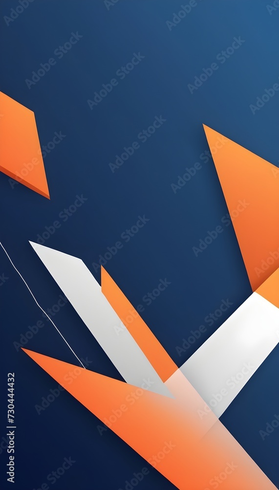Poster minimal geometric background. dynamic blue shapes composition with orange lines. abstract background