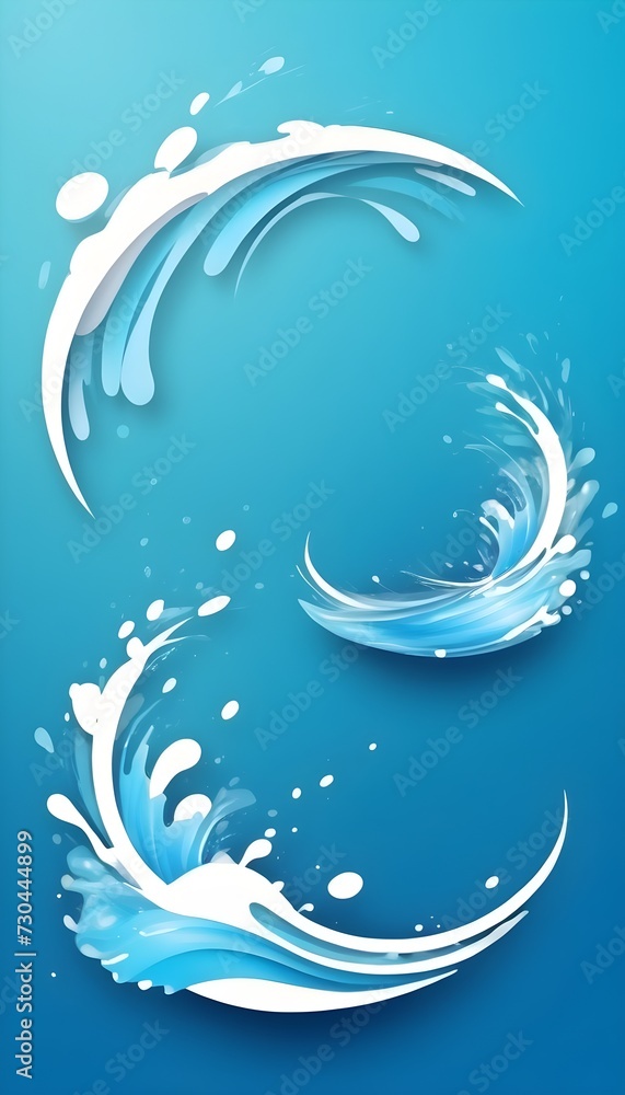 Poster summer background and banner with water, splash and waves in vector abstract shape