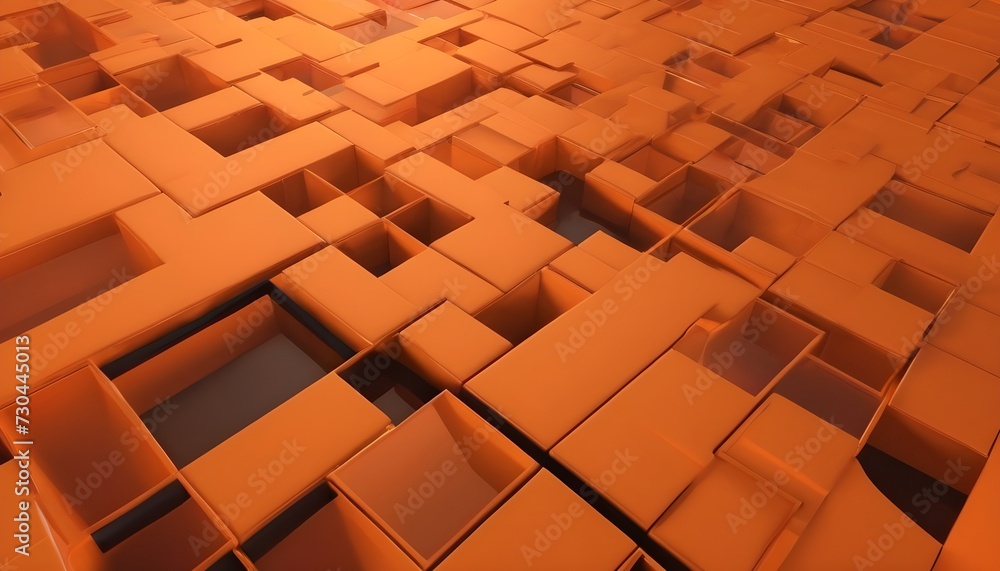 Poster yellow and orange 3d shapes form a futuristic abstract background. 3d render