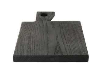 Black wooden cutting board isolated on white
